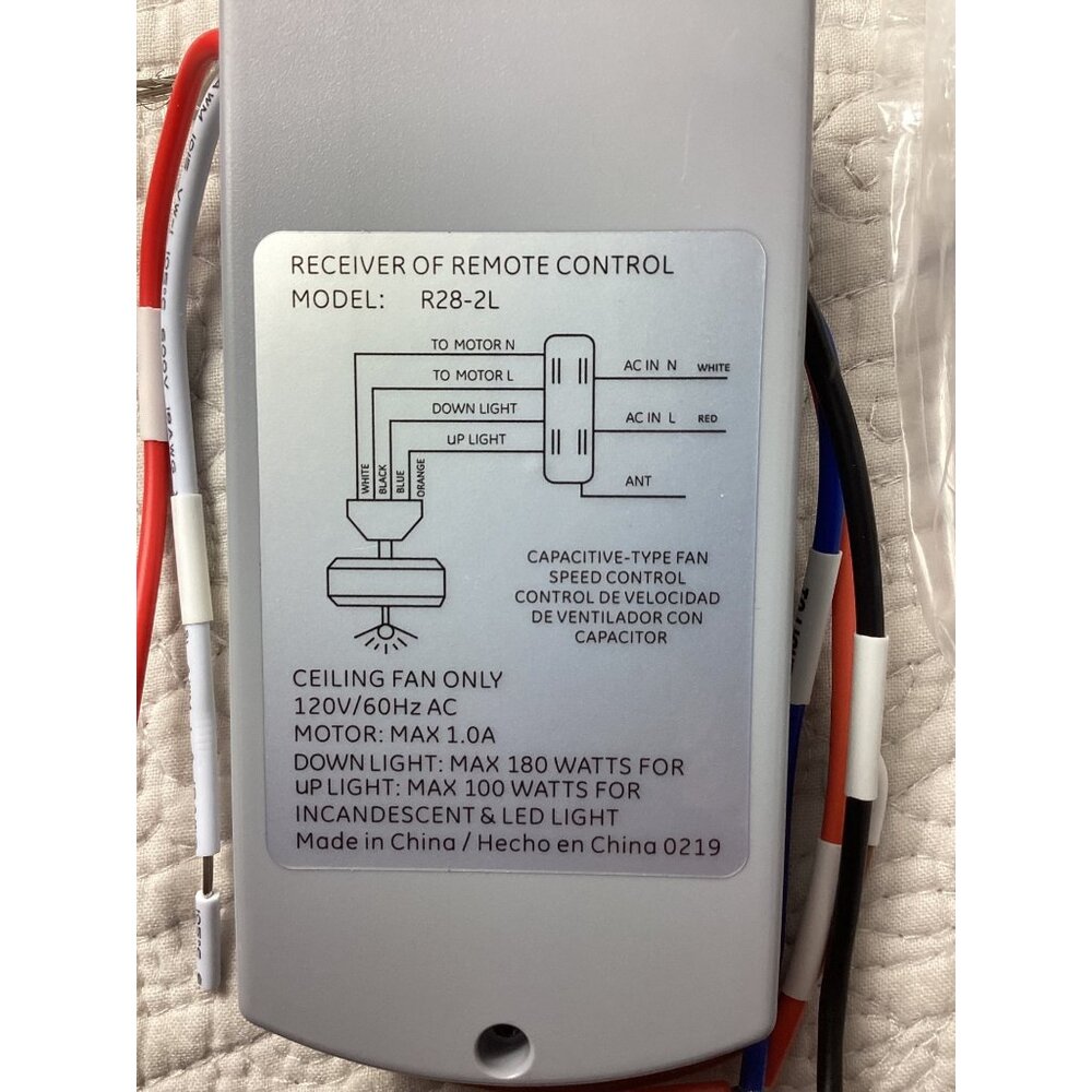 Ceiling Fan Remote Control Kit*Receiver*Model R28-2L*Speed*Light Control*NWB - Picture 5 of 5